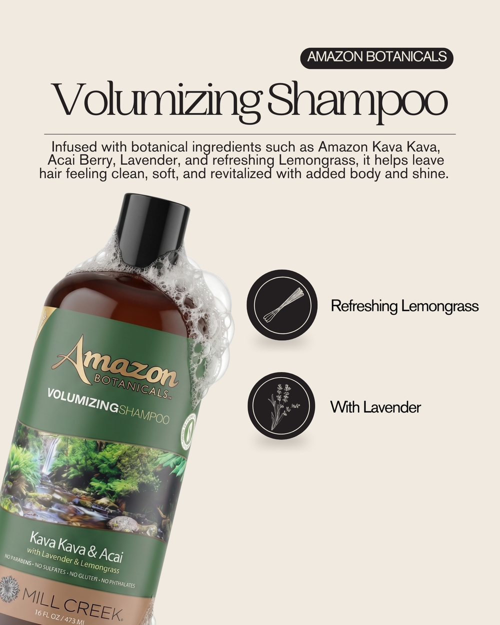Amazon Botanicals Volumizing Shampoo Kava Kava & Acai