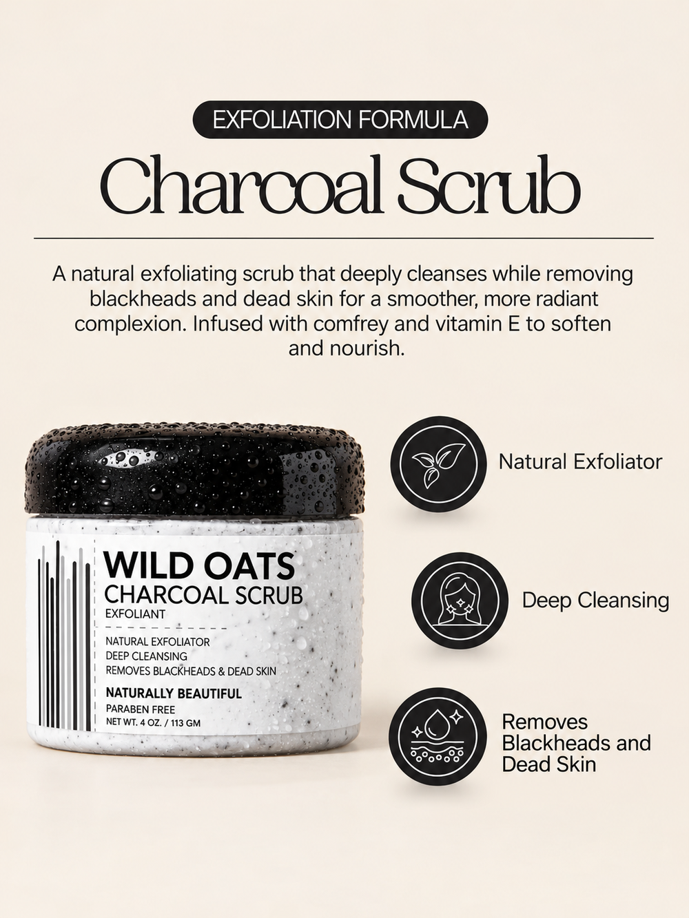 Wild Oats Charcoal Scrub